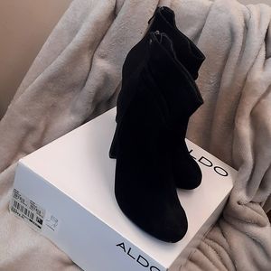 ALDO CIOPPA HEELED BLACK SUEDE ANKLE BOOT SIZE 8.5